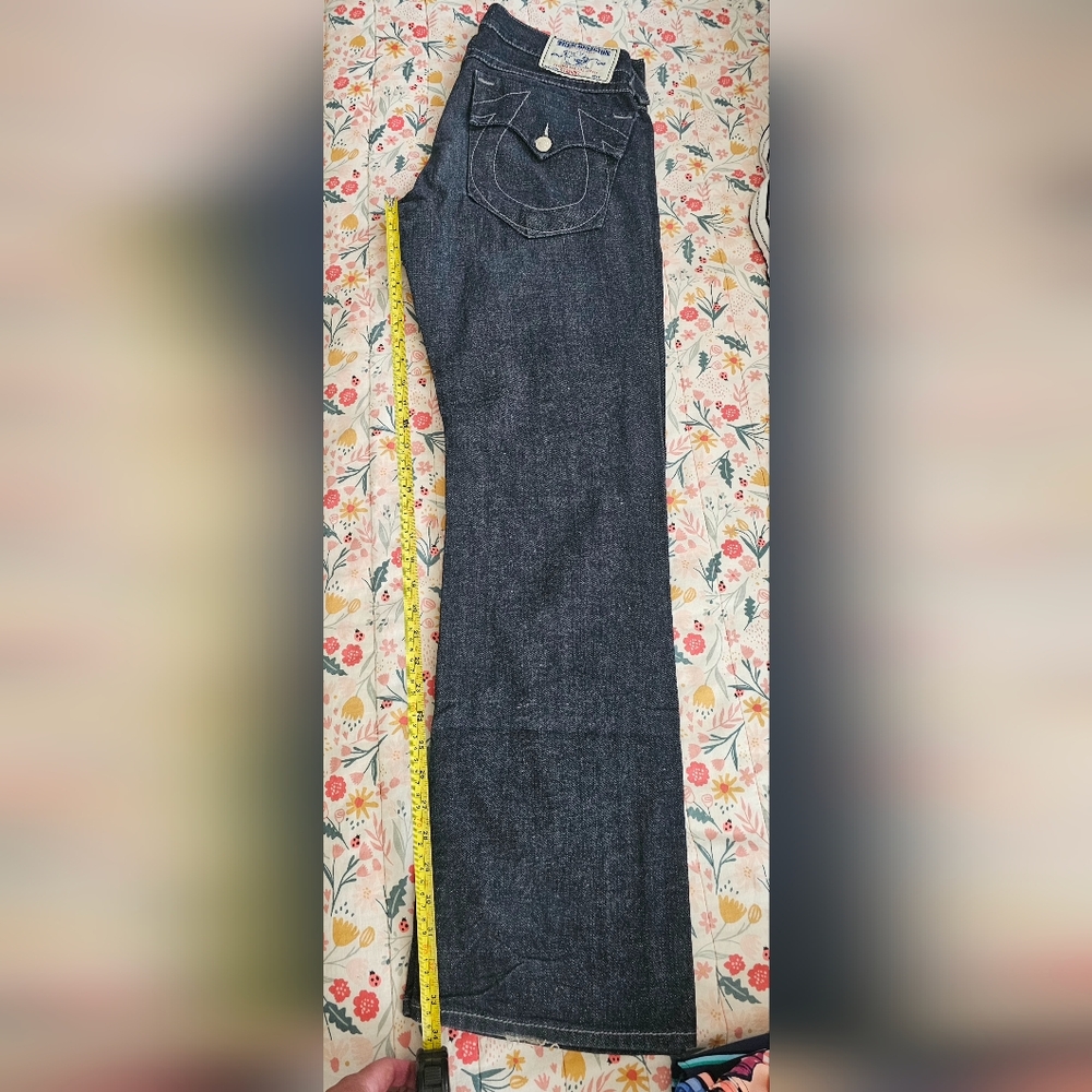 True Religion Section Straight Seat Dark Denim Jeans 34x33 - Picture 2 of 6